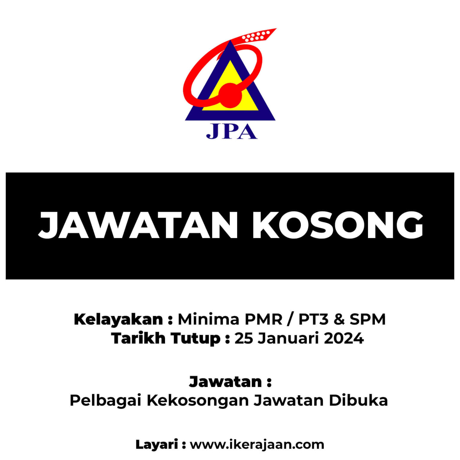 Jawatan Kosong Jabatan Perkhidmatan Awam (JPA) Malaysia