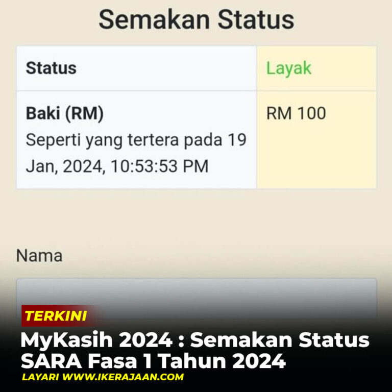 Mykasih Semakan Status Sara Semak Di Sini