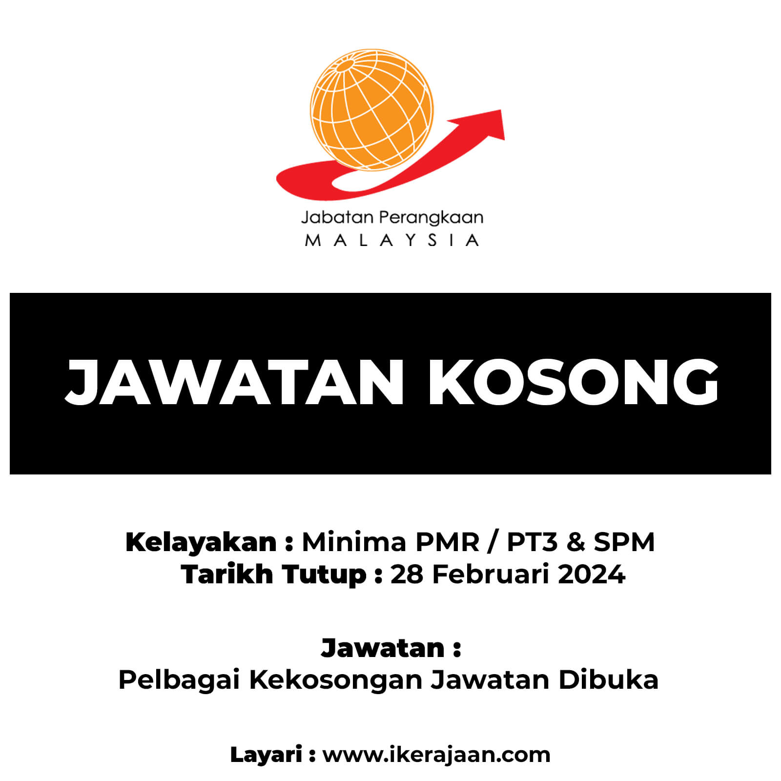 Jawatan Kosong : Jabatan Perangkaan