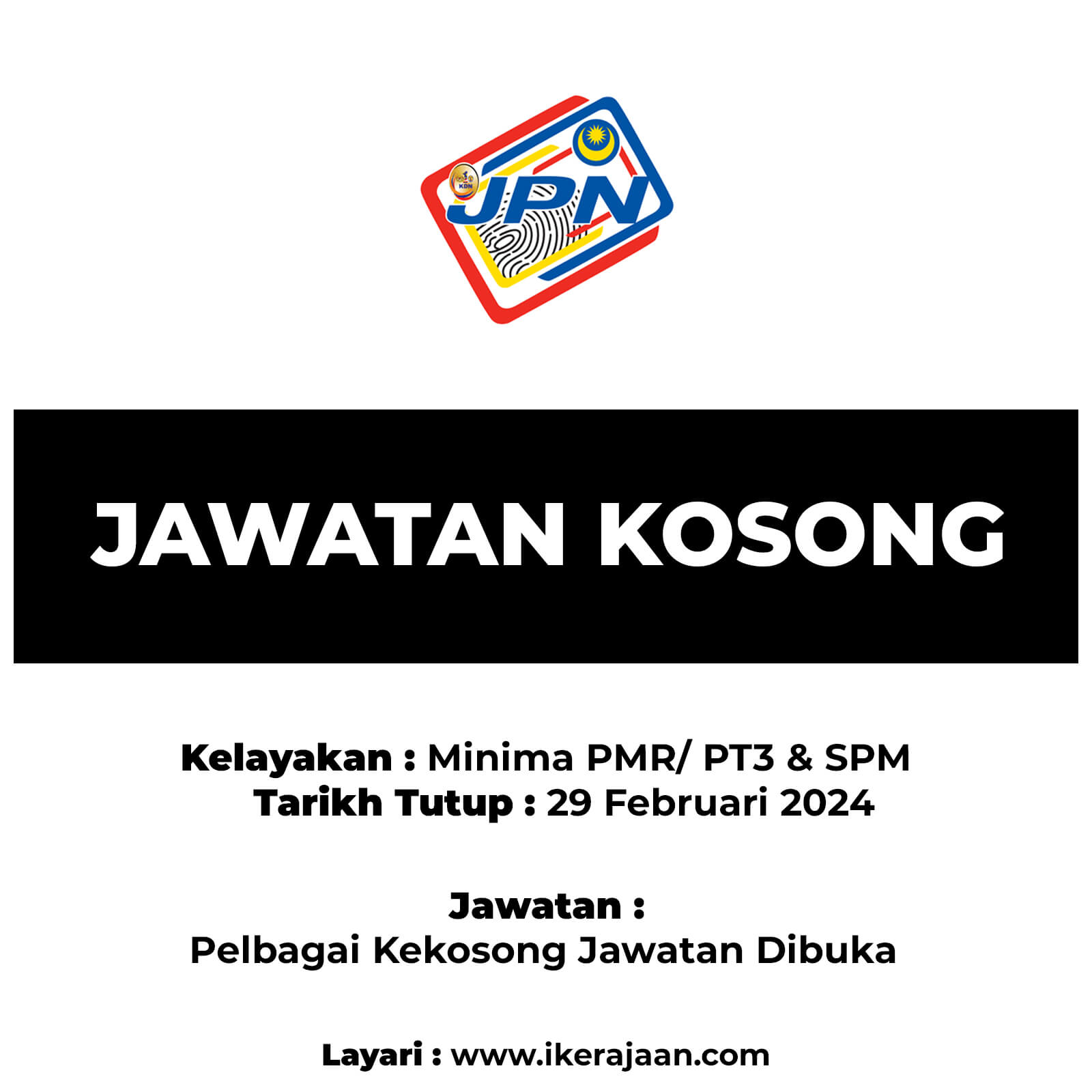 Jawatan Kosong Jabatan Pendaftaran