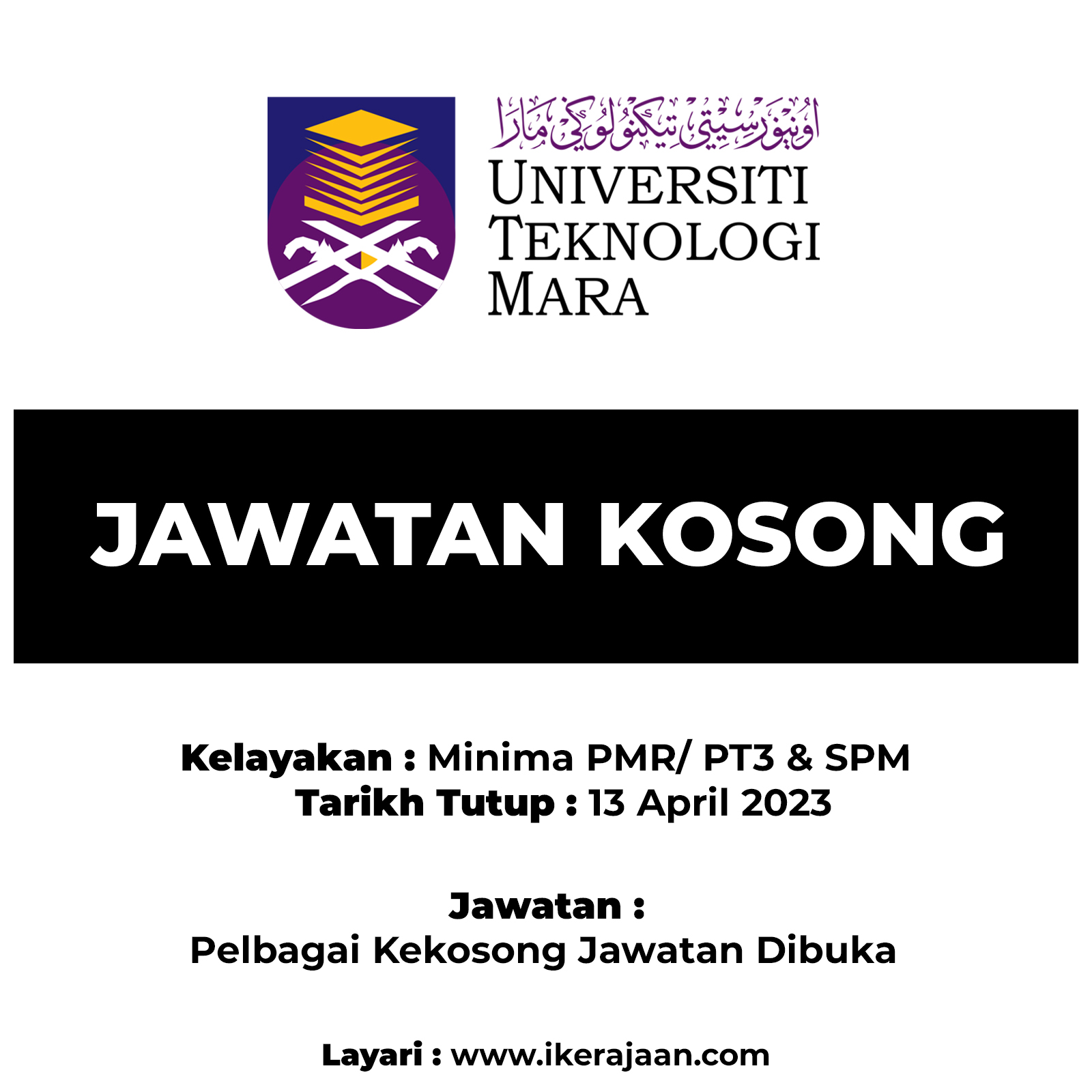 Jawatan Kosong Terkini UiTM