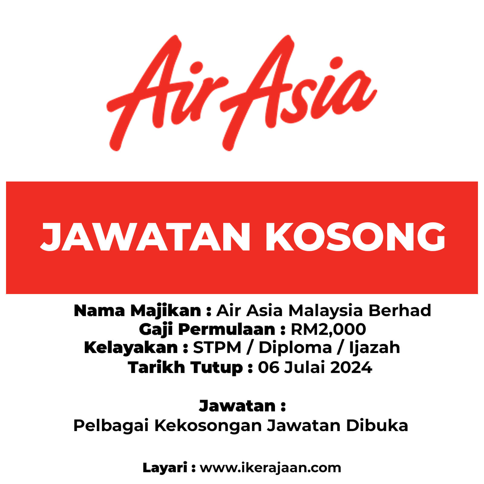 Jawatan Kosong 2024 Air