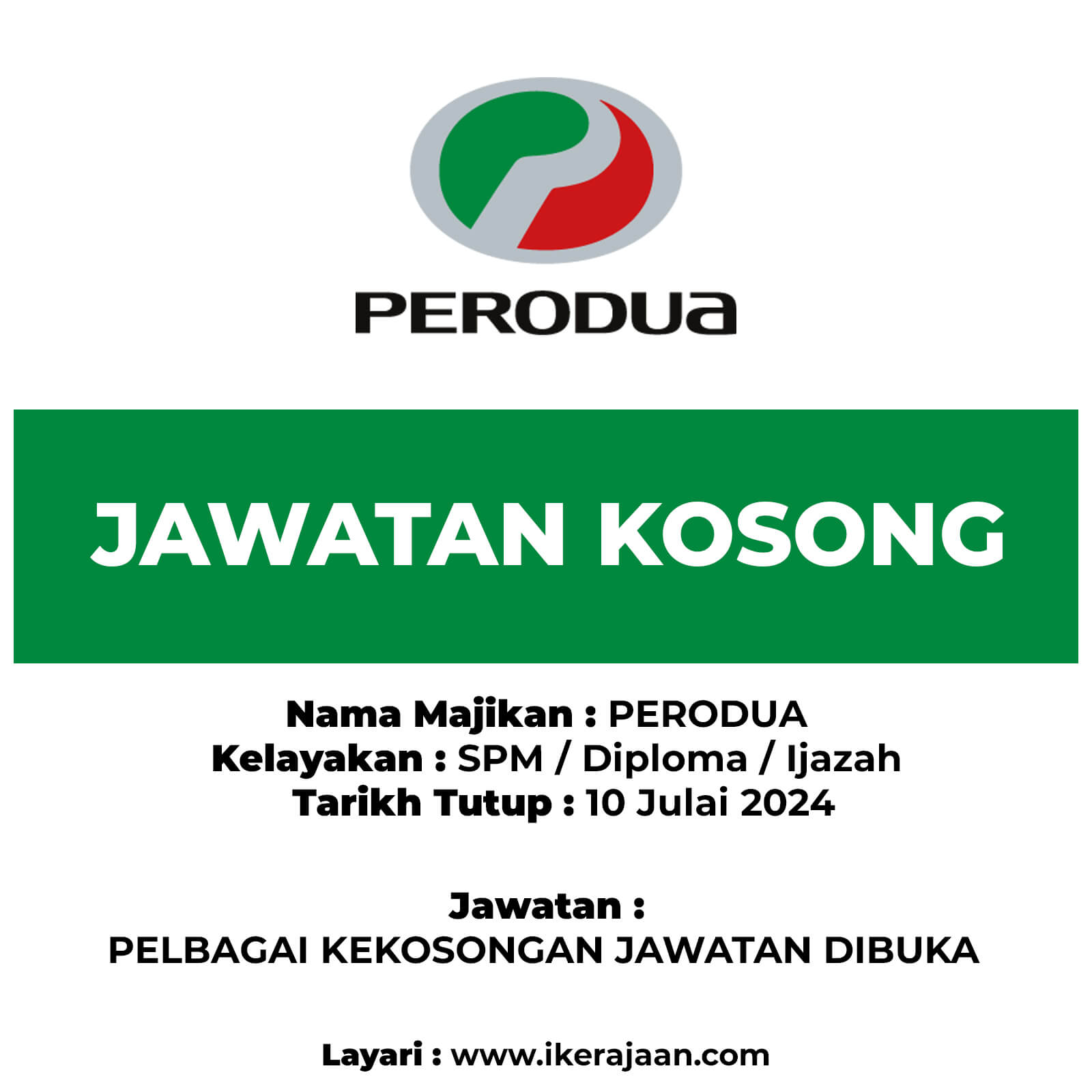 Jawatan Kosong PERODUA 2024