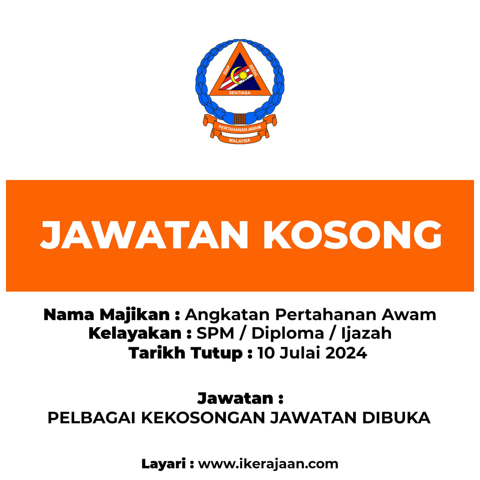 Jawatan Kosong Angkatan Pertahanan