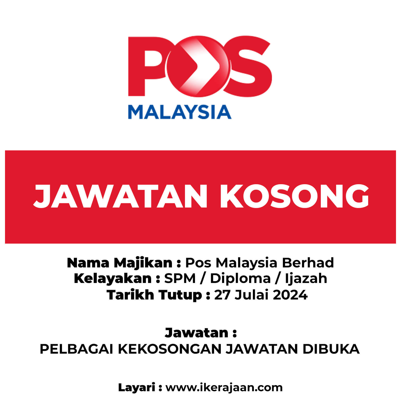 Jawatan Kosong Pos