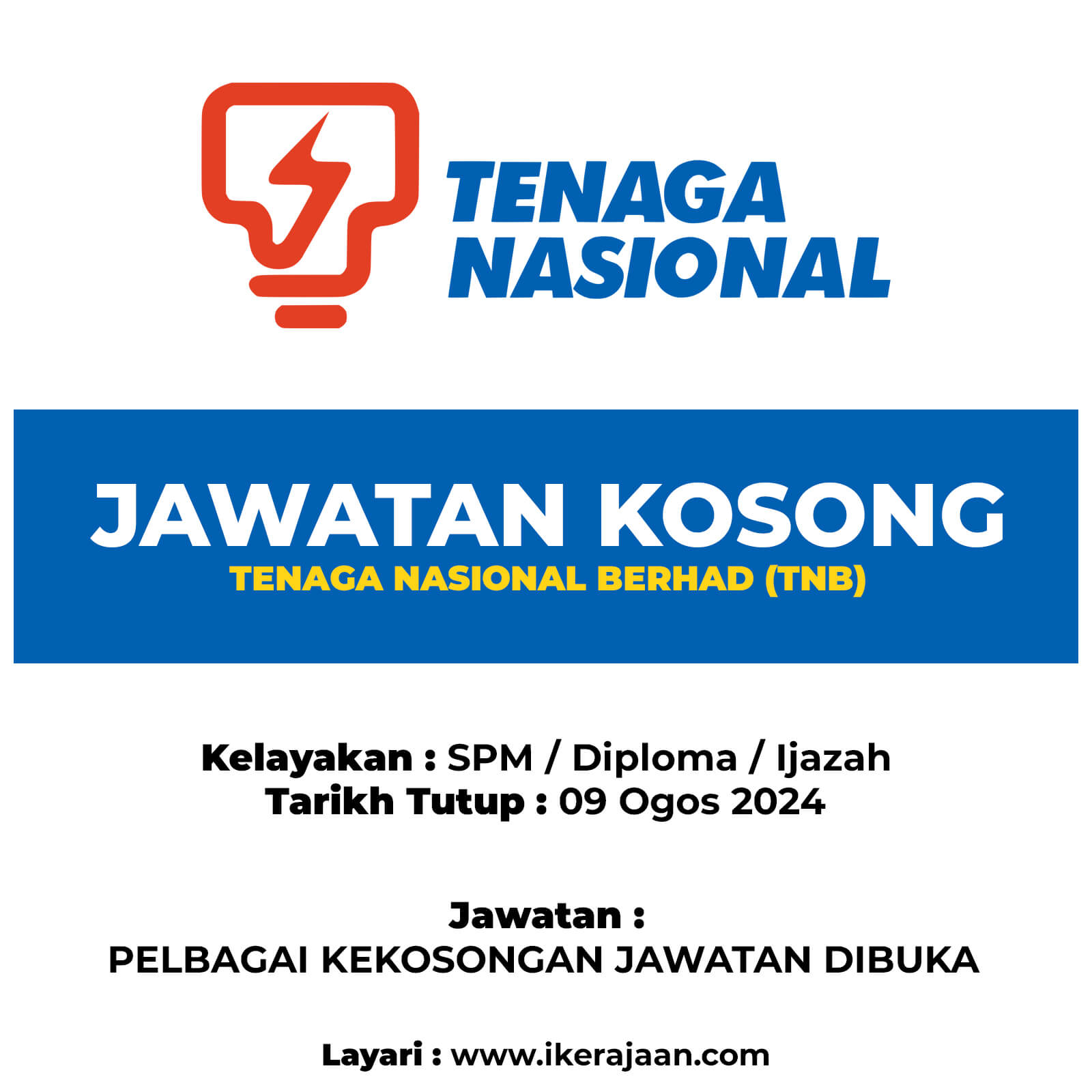 Jawatan Kosong 2024 Tenaga