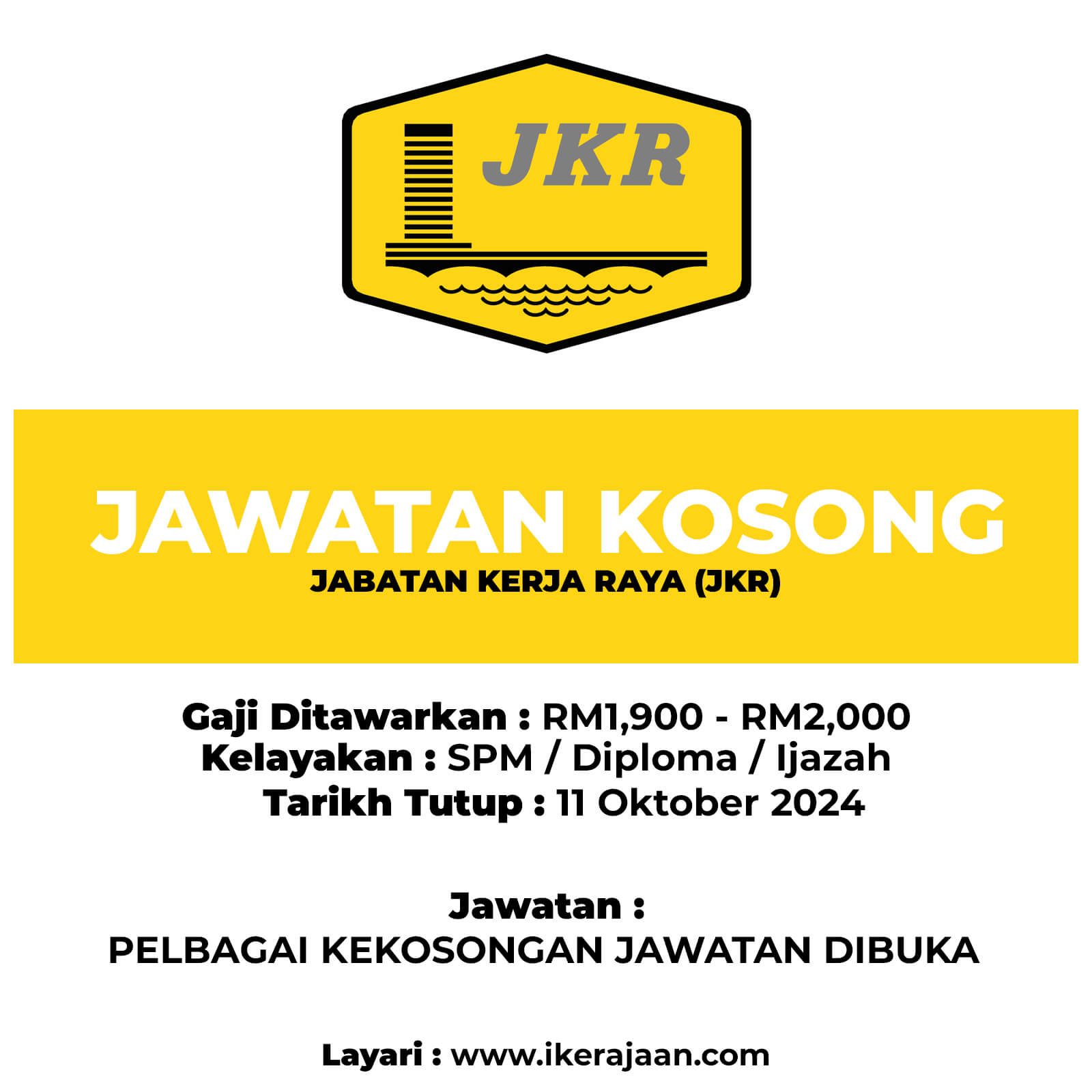 Jawatan Kosong Dibuka Jabatan