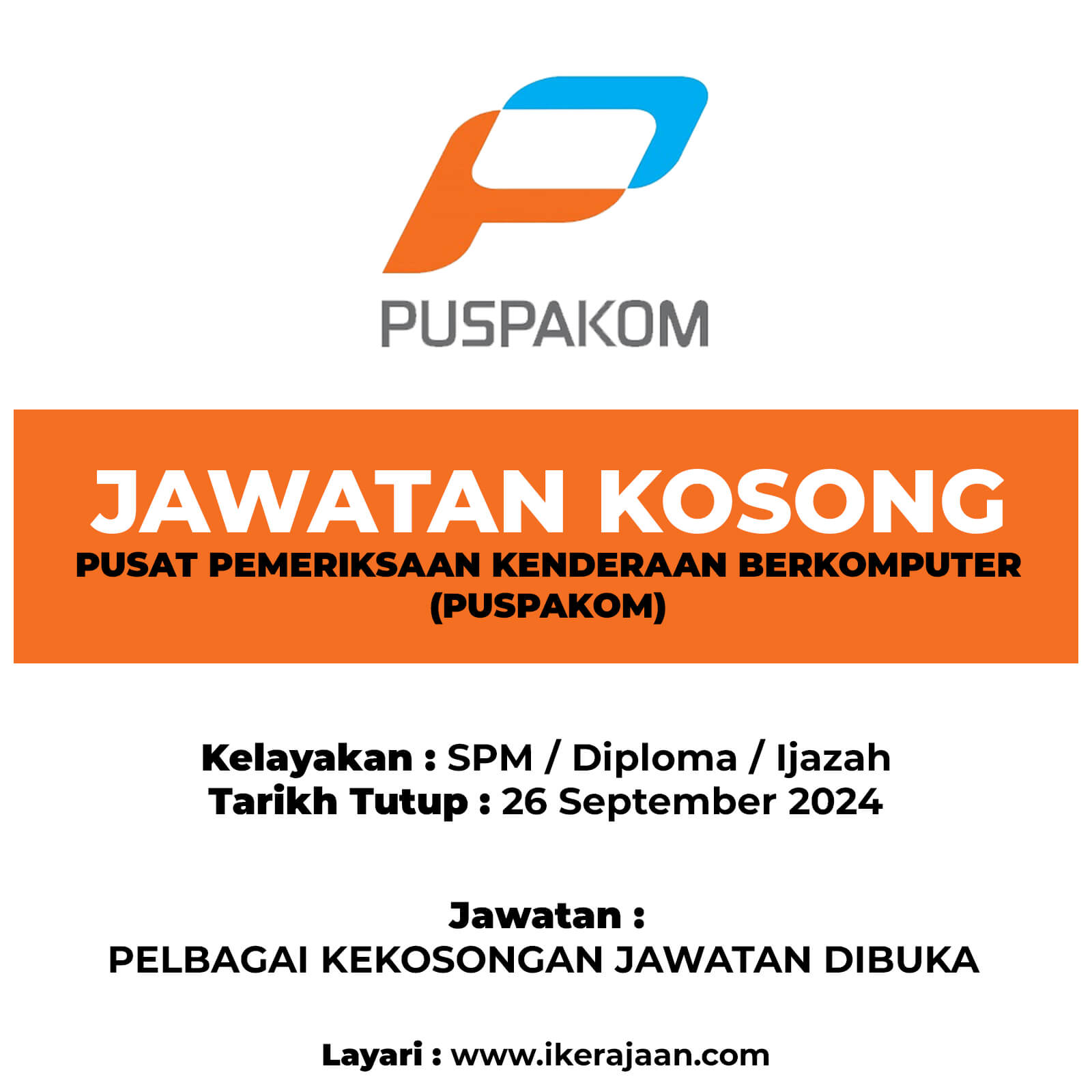 Jawatan Kosong PUSPAKOM 2024