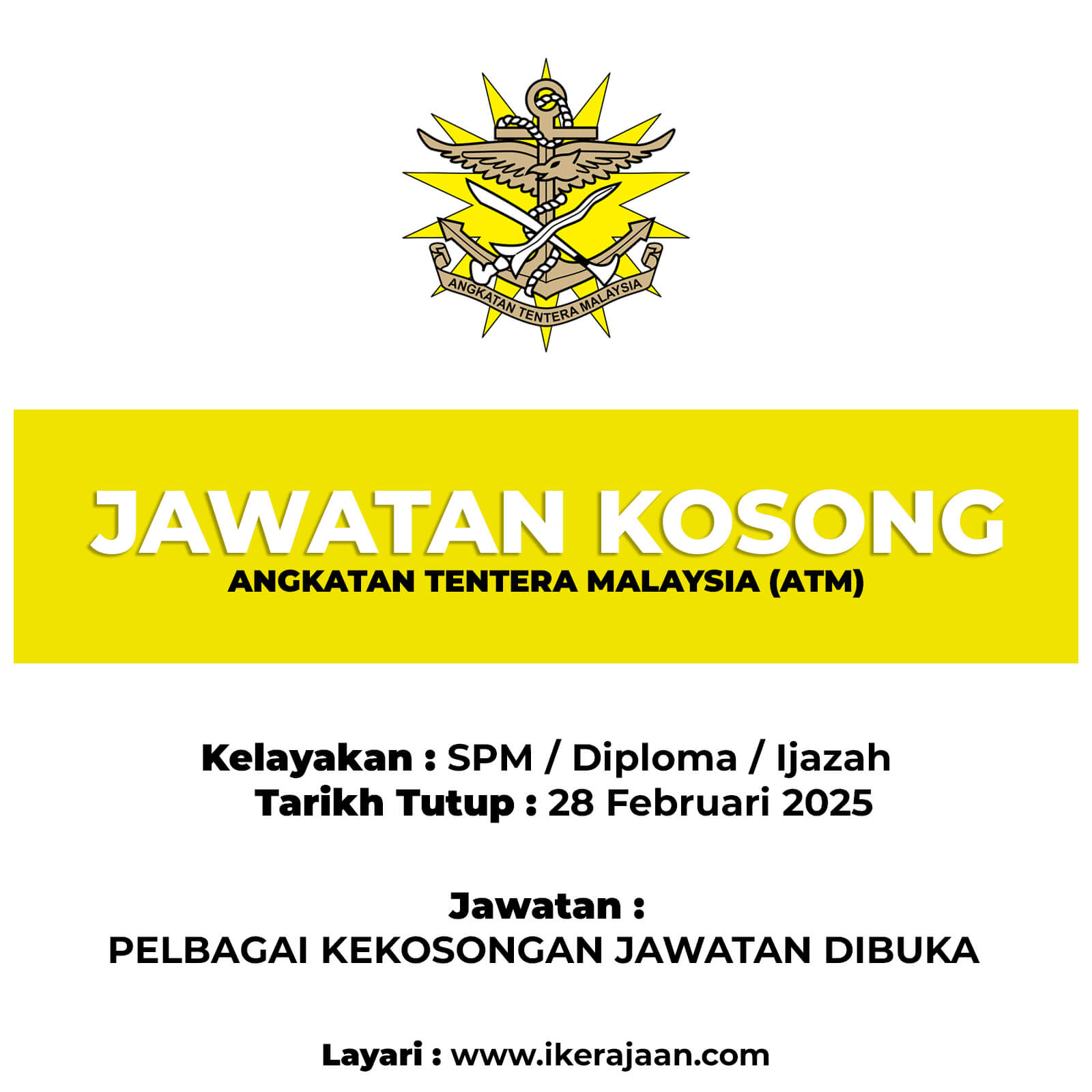 Jawatan Kosong Angkatan Tentera