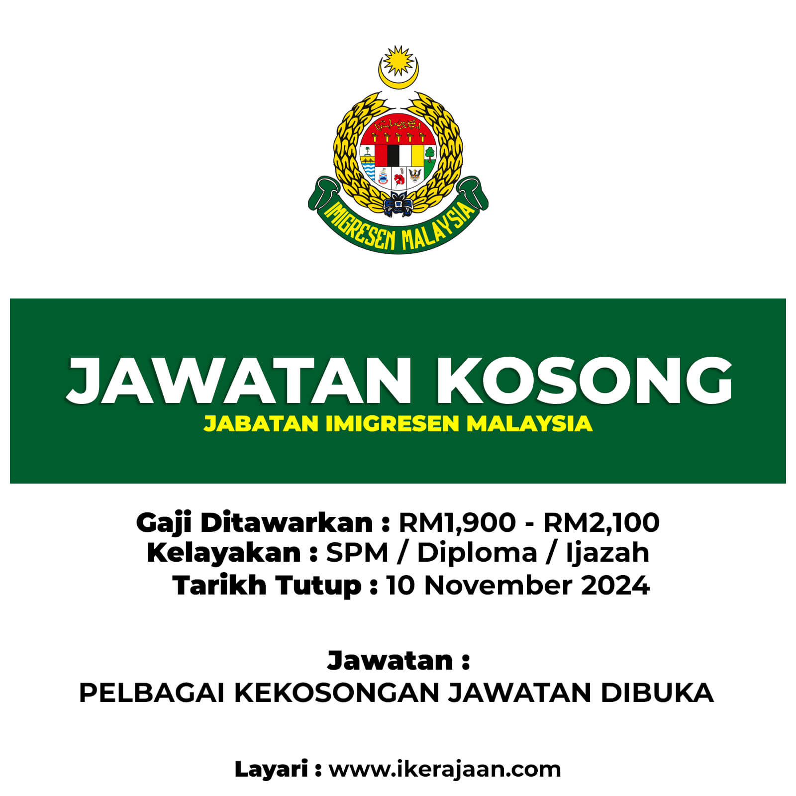 Jawatan Terkini 2024 Jabatan