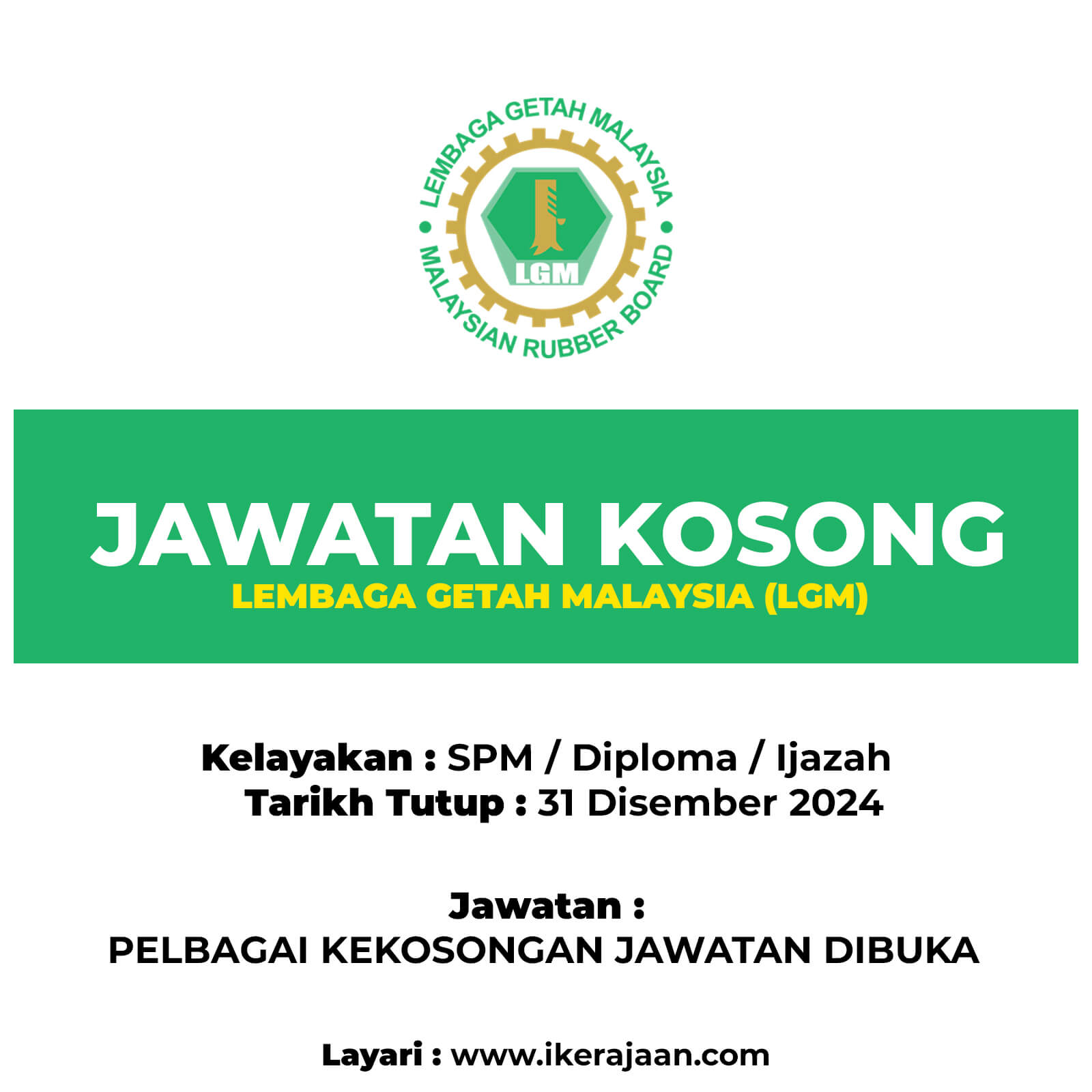 Jawatan Kosong Lembaga Getah